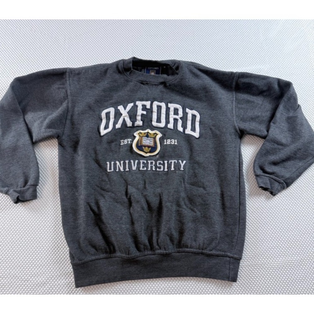 Oxford University Spellout Crewneck Sweatshirt Gray Mens Medium